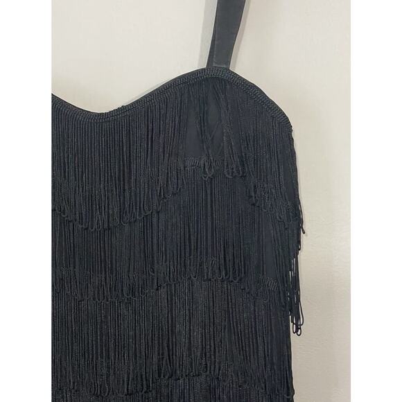 Black Flapper Fringe Dress 1920’s Adult Costume Party Built In Padding Cosplay - Picture 4 of 7
